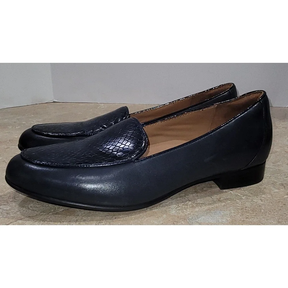 Clarks Un Blush Ease Snake Print Grey Leather Loafer Flats Women's US 8.5 N